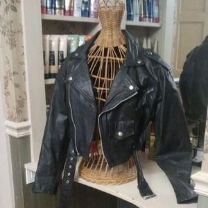 WILSONS BLACK LEATHER BIKER JACKET